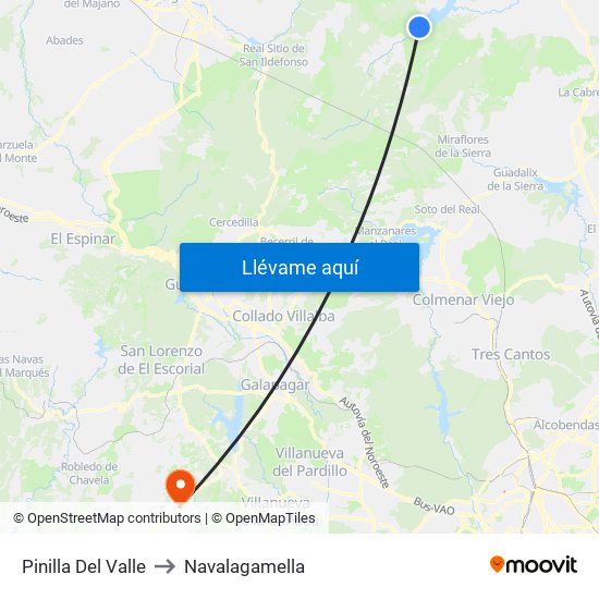 Pinilla Del Valle to Navalagamella map