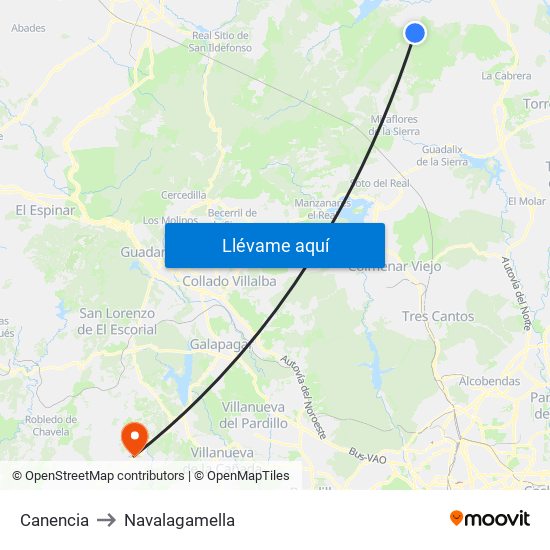 Canencia to Navalagamella map