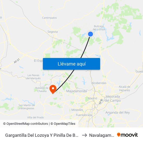 Gargantilla Del Lozoya Y Pinilla De Buitrago to Navalagamella map