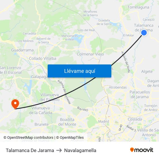 Talamanca De Jarama to Navalagamella map
