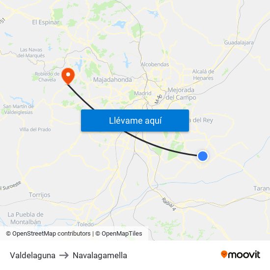 Valdelaguna to Navalagamella map