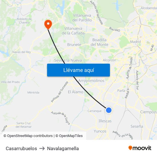 Casarrubuelos to Navalagamella map