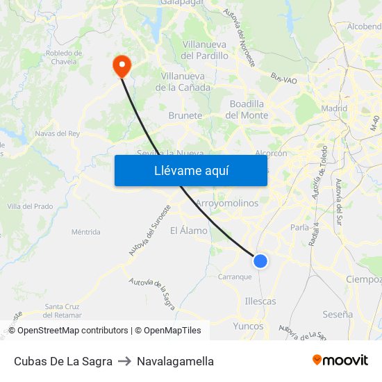 Cubas De La Sagra to Navalagamella map