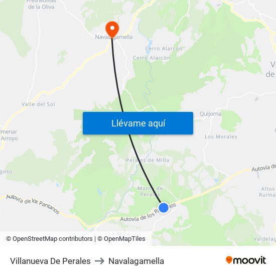 Villanueva De Perales to Navalagamella map