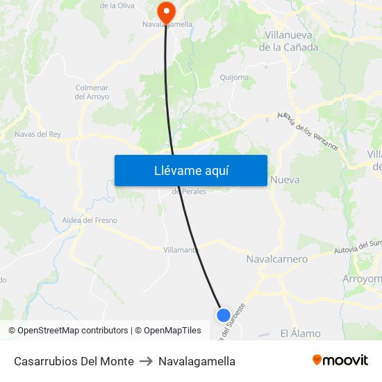 Casarrubios Del Monte to Navalagamella map