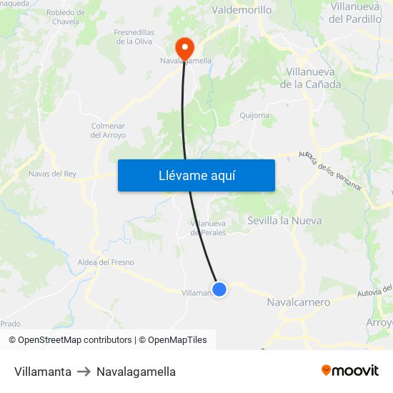 Villamanta to Navalagamella map