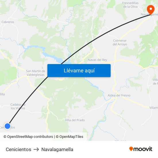 Cenicientos to Navalagamella map