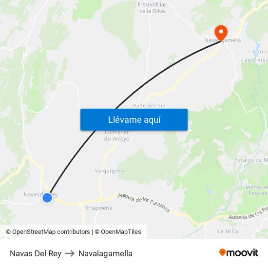 Navas Del Rey to Navalagamella map