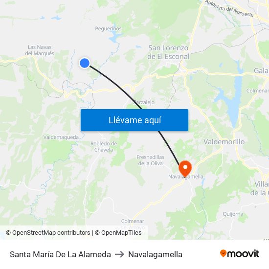 Santa María De La Alameda to Navalagamella map