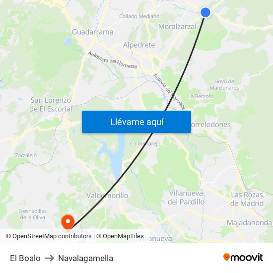 El Boalo to Navalagamella map