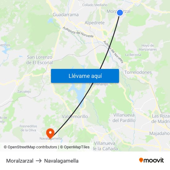 Moralzarzal to Navalagamella map