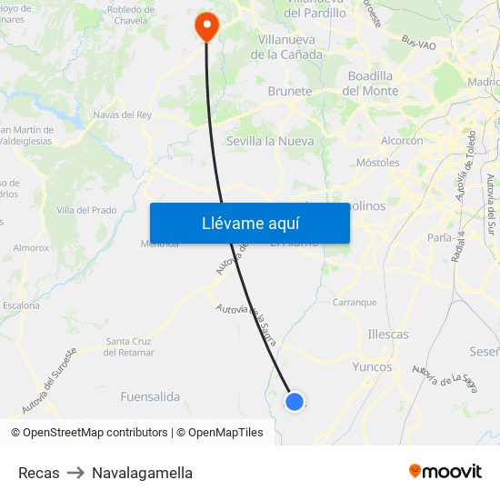 Recas to Navalagamella map