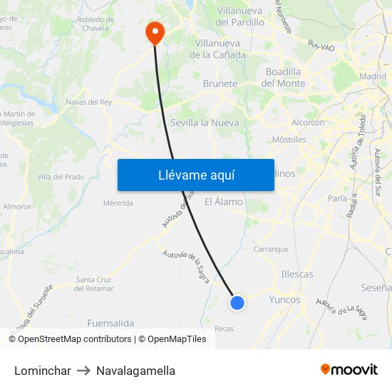 Lominchar to Navalagamella map