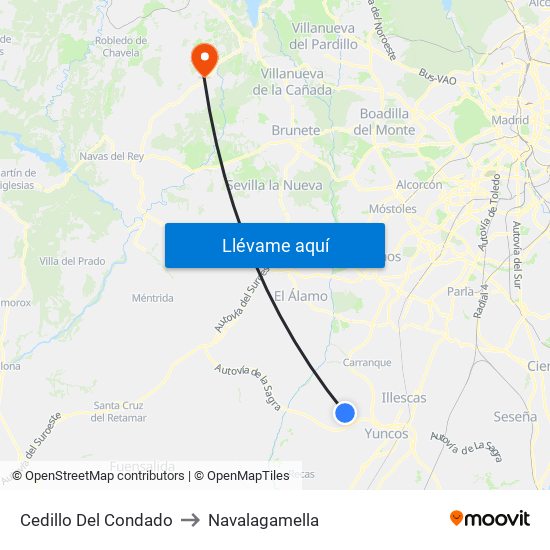 Cedillo Del Condado to Navalagamella map