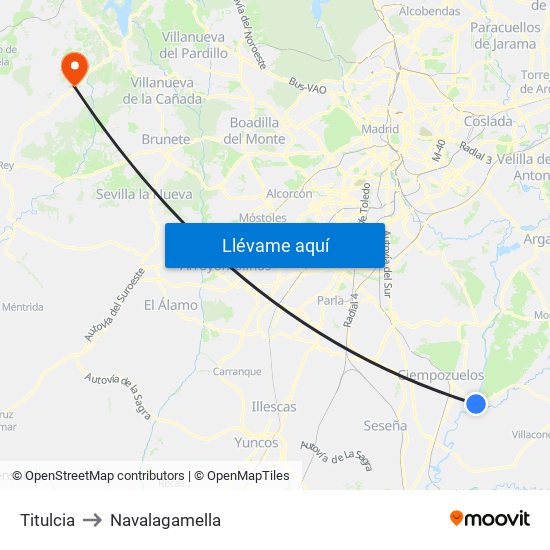 Titulcia to Navalagamella map