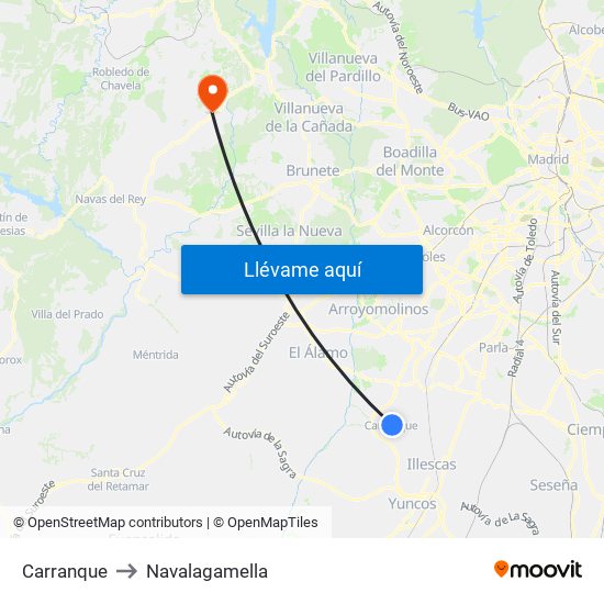 Carranque to Navalagamella map