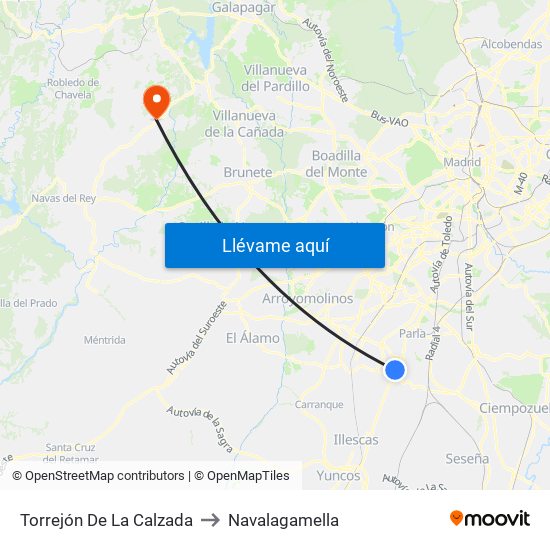 Torrejón De La Calzada to Navalagamella map