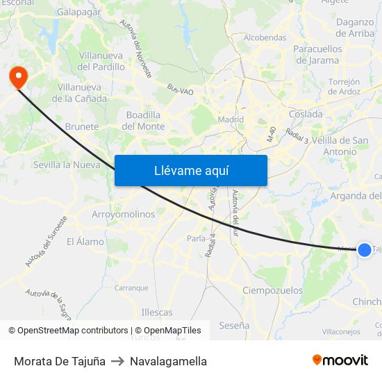 Morata De Tajuña to Navalagamella map