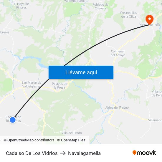 Cadalso De Los Vidrios to Navalagamella map