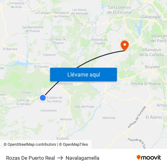 Rozas De Puerto Real to Navalagamella map