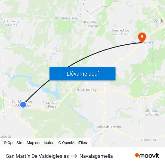 San Martín De Valdeiglesias to Navalagamella map