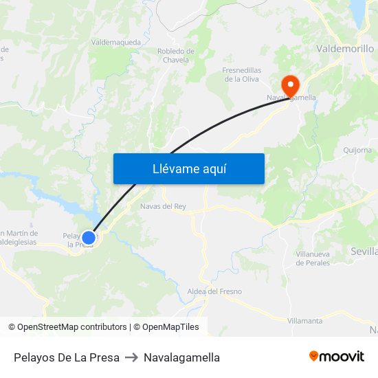 Pelayos De La Presa to Navalagamella map