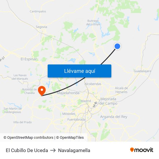 El Cubillo De Uceda to Navalagamella map