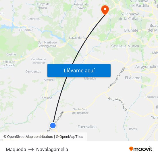 Maqueda to Navalagamella map