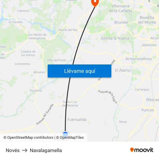 Novés to Navalagamella map