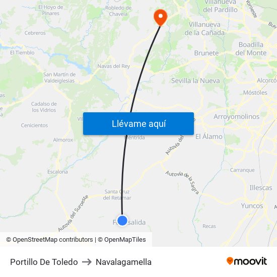 Portillo De Toledo to Navalagamella map