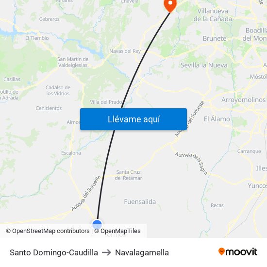Santo Domingo-Caudilla to Navalagamella map