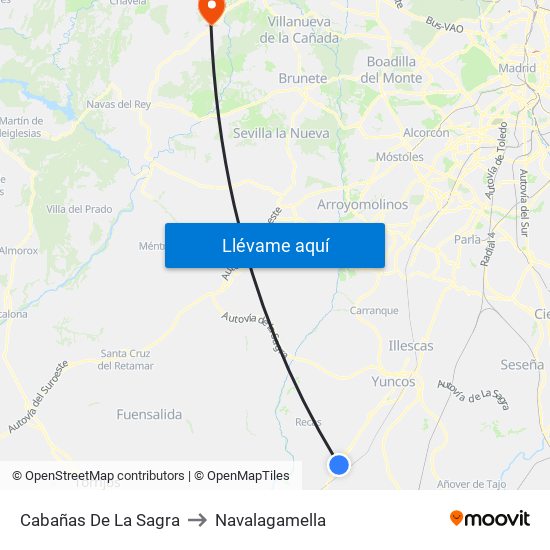 Cabañas De La Sagra to Navalagamella map