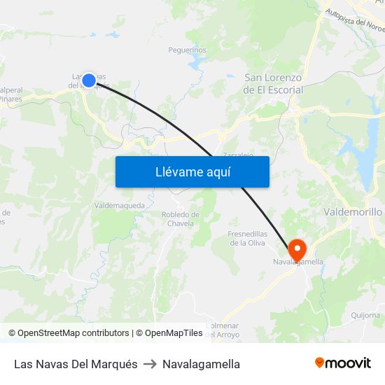 Las Navas Del Marqués to Navalagamella map