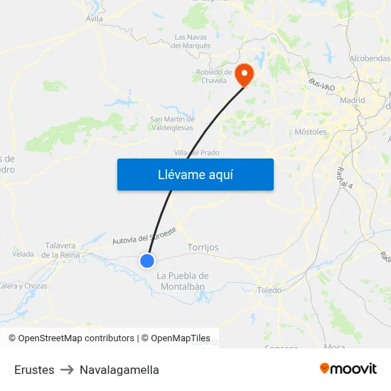 Erustes to Navalagamella map
