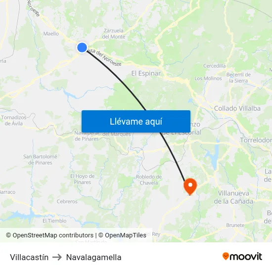 Villacastín to Navalagamella map
