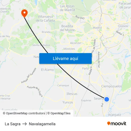 La Sagra to Navalagamella map