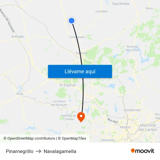 Pinarnegrillo to Navalagamella map