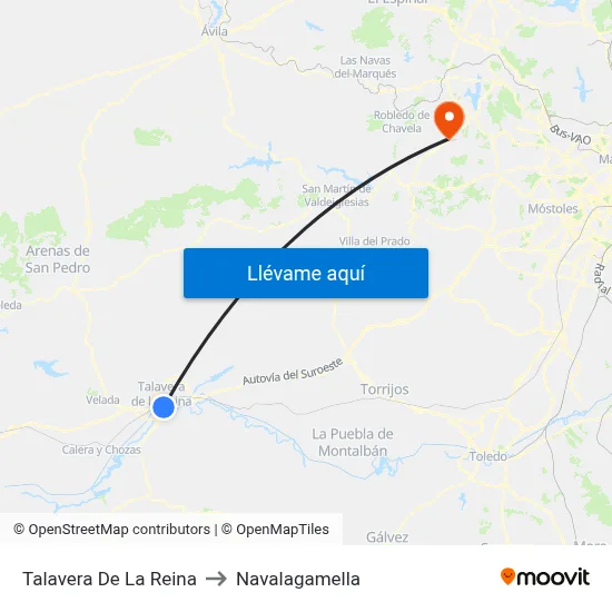 Talavera De La Reina to Navalagamella map