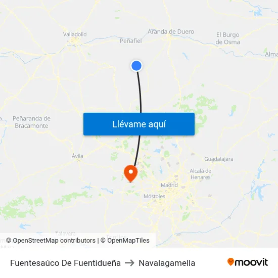 Fuentesaúco De Fuentidueña to Navalagamella map