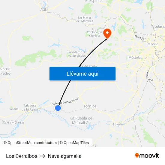 Los Cerralbos to Navalagamella map