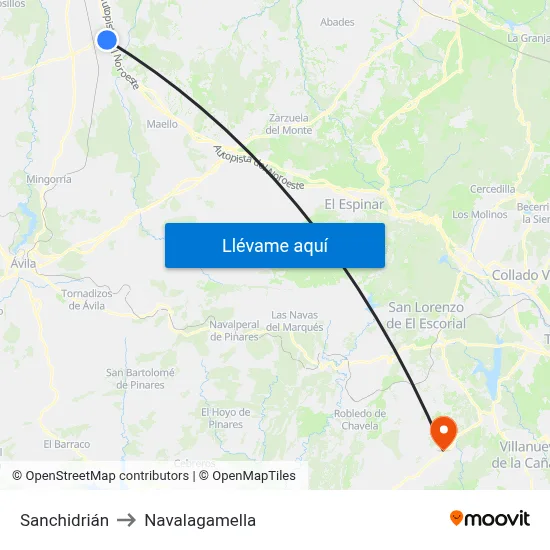 Sanchidrián to Navalagamella map