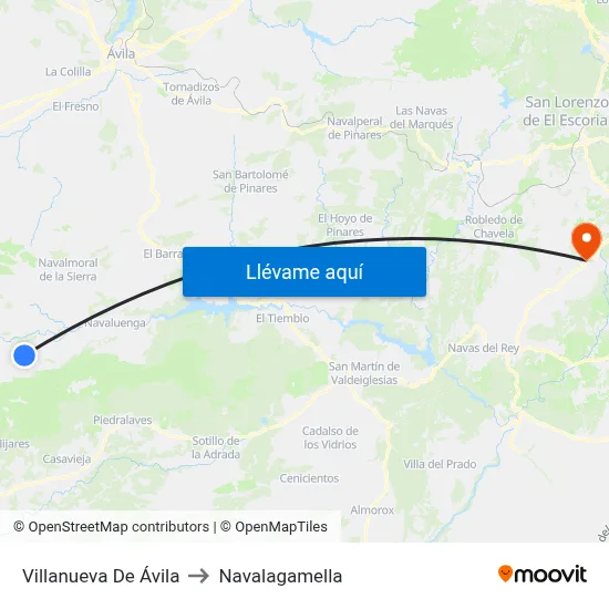 Villanueva De Ávila to Navalagamella map