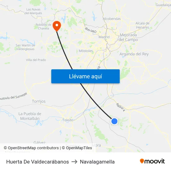 Huerta De Valdecarábanos to Navalagamella map