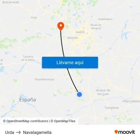 Urda to Navalagamella map