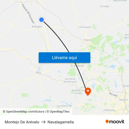Montejo De Arévalo to Navalagamella map