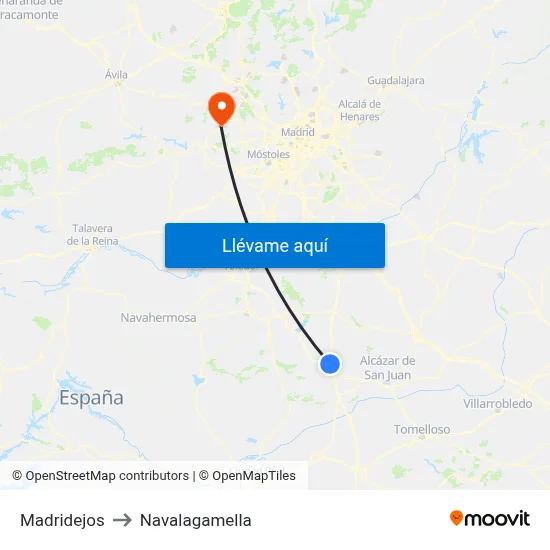 Madridejos to Navalagamella map