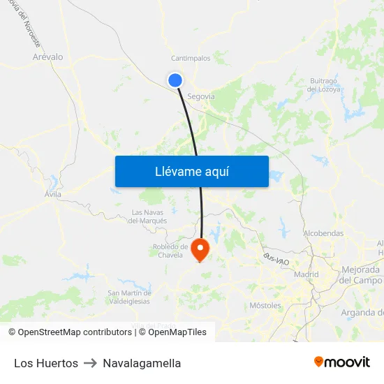 Los Huertos to Navalagamella map