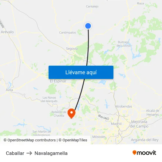 Caballar to Navalagamella map