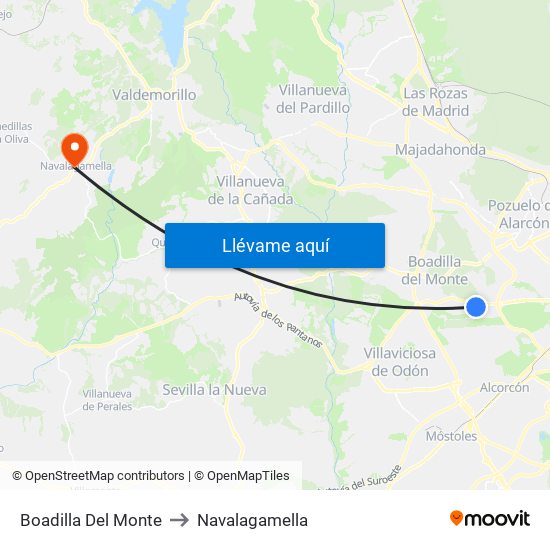 Boadilla Del Monte to Navalagamella map