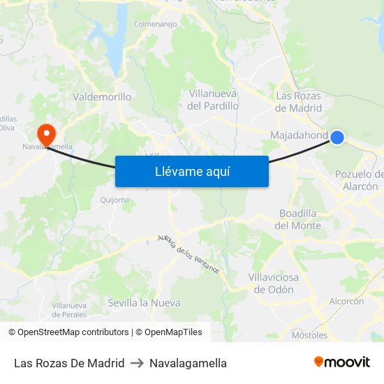 Las Rozas De Madrid to Navalagamella map